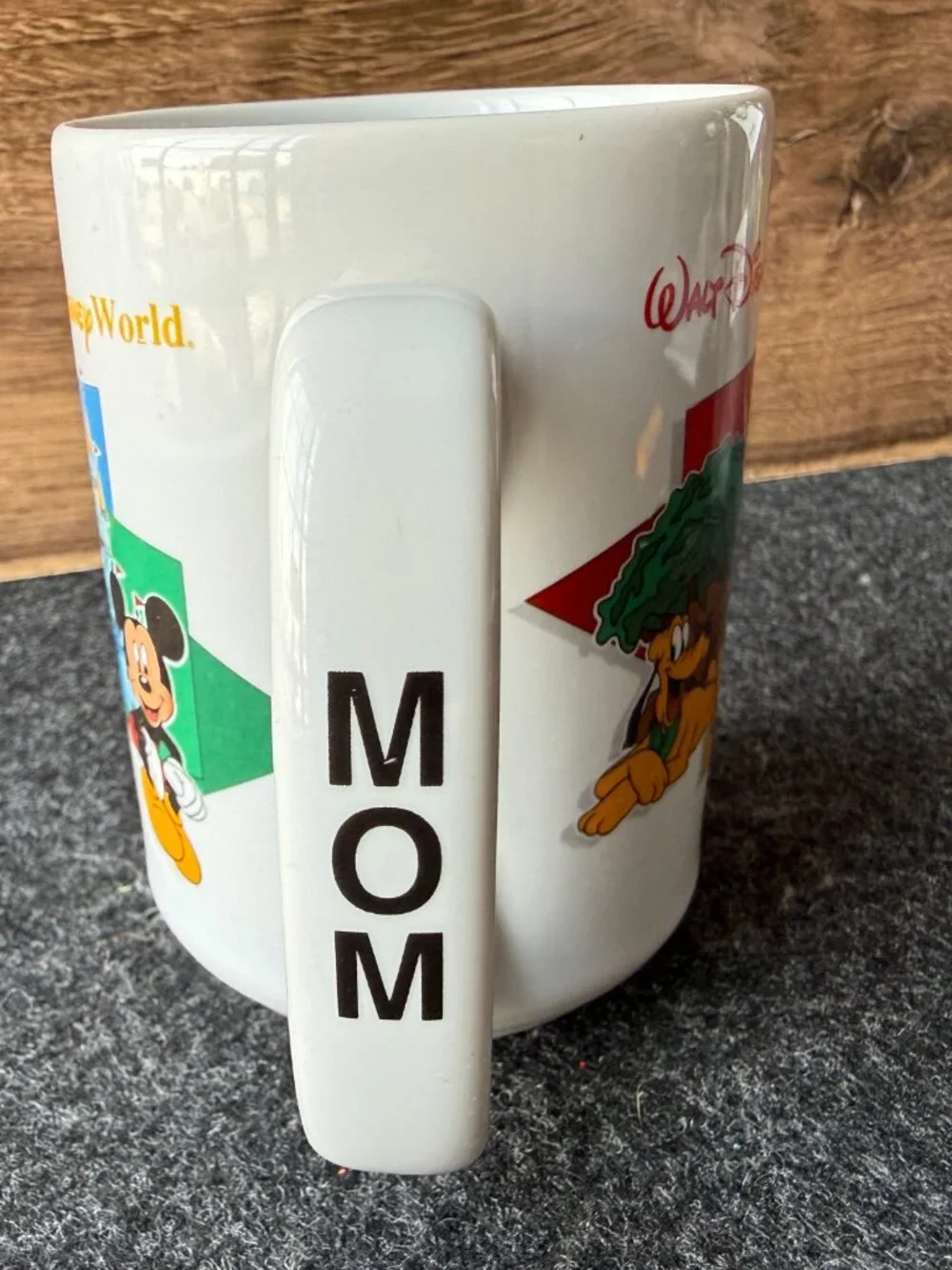 Disney Parks Mom Mug Four Parks One World Mickey Pluto 14oz Ceramic Cup Vintage